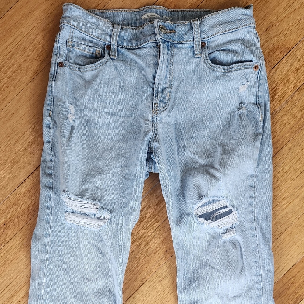 Old Navy Distressed Boyfriend Jeans Light Wash Size 0